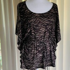 Chico’s Semi Sheer Top with Flutter Sleeves Size 1